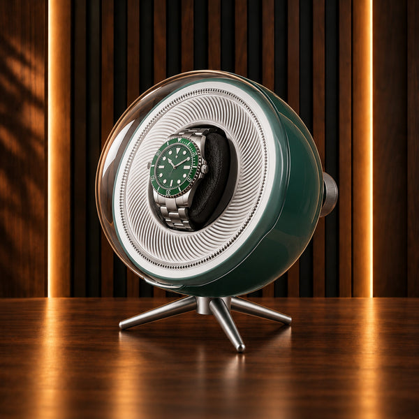 Remontoir sphère 1 place vert – vue produit sur fond studio
