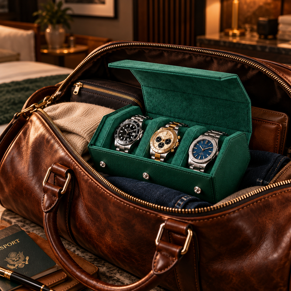 Étui rouleau hexagonal 3 montres vert – vue 4 – Complications Paris