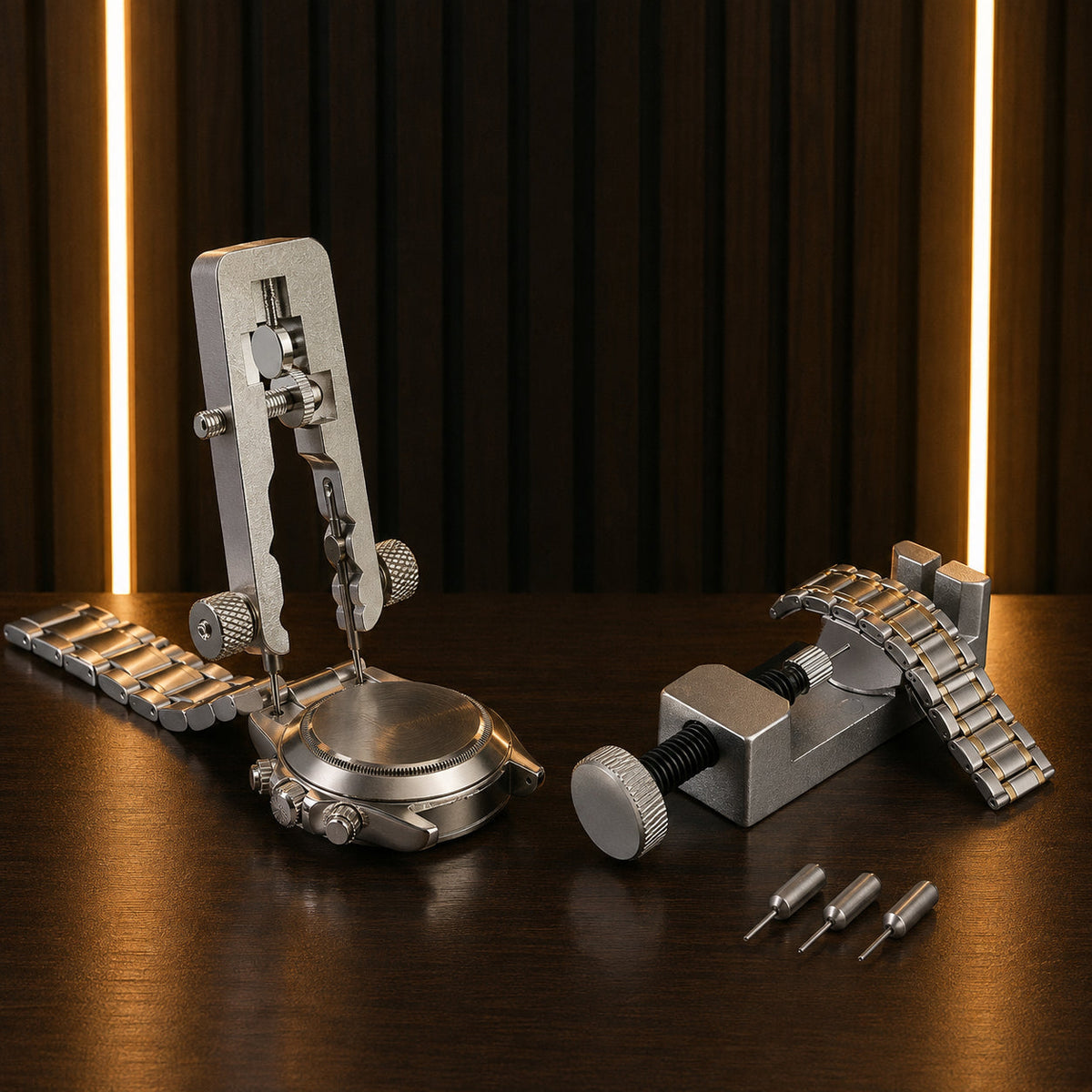 Pack outils bracelet de montre : pince à barrettes et outil d'ajustement de maillons en métal – Complications Paris Image
